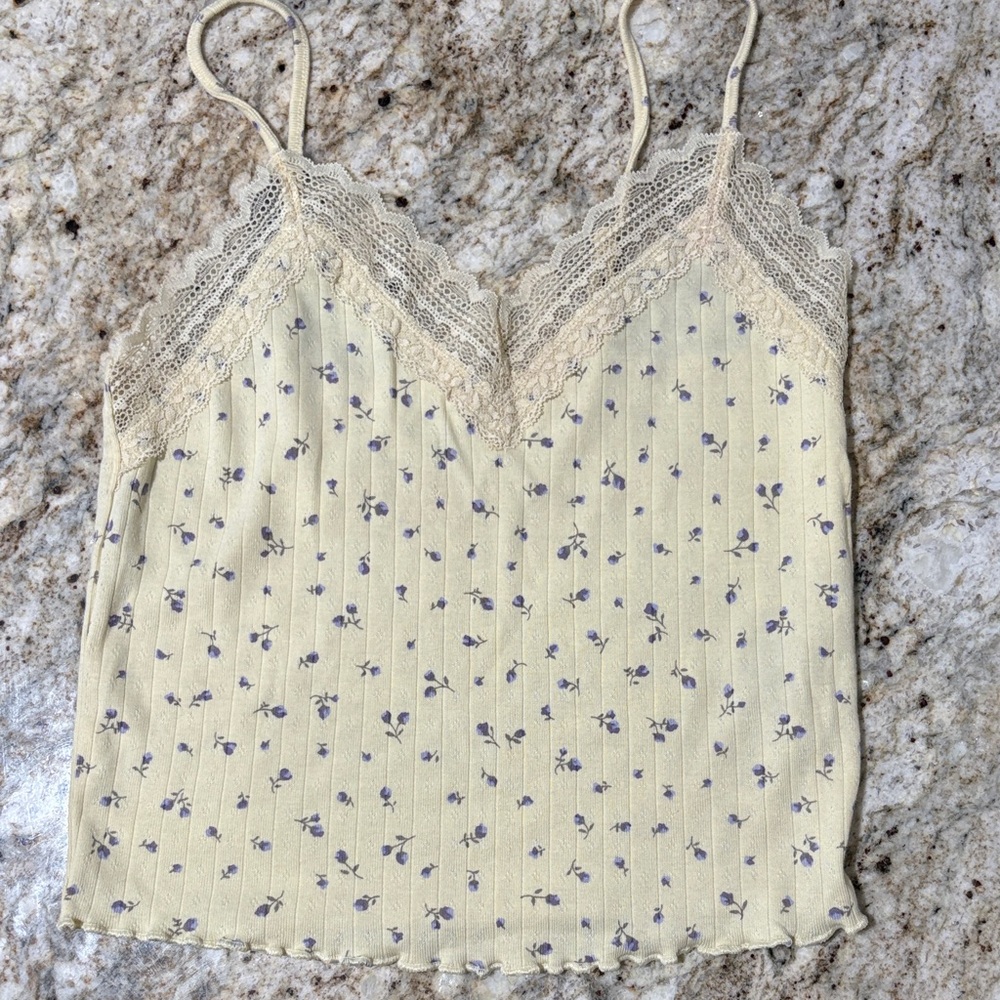 Floral Lace Trim Cami Top